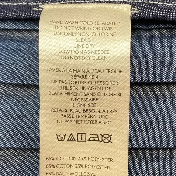 Pilcro Women's Sleeveless Harness Blouse Denim Blue Size M Flared Hook & Eye NWT